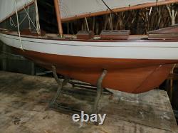 Très grand modèle de voilier vintage ou antique fait main, navire à voile de 67 pouces