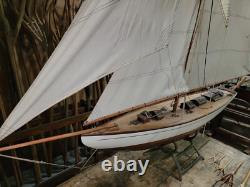 Très grand modèle de voilier vintage ou antique fait main, navire à voile de 67 pouces
