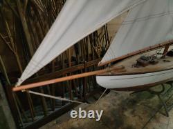 Très grand modèle de voilier vintage ou antique fait main, navire à voile de 67 pouces