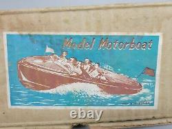 Ultra Rare Vintage Msk Japan Wood Modèle Bateau À Vitesse Toy & Box Mint No Reserve