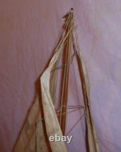 VTG Modèle de Bateau en Bois de Étang Voilier Yacht Nautique Côtier Goélette ! TEL QUEL