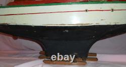 VTG Modèle de Bateau en Bois de Étang Voilier Yacht Nautique Côtier Goélette ! TEL QUEL