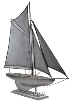 Vaisseau de navigation Modèle de voilier nautique 21,5 bateau vintage années 1900 yacht peinture argentée
