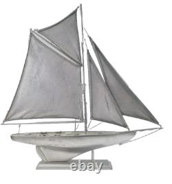 Vaisseau de navigation Modèle de voilier nautique 21,5 bateau vintage années 1900 yacht peinture argentée