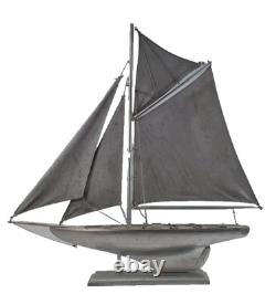 Vaisseau de navigation Modèle de voilier nautique 21,5 bateau vintage années 1900 yacht peinture argentée