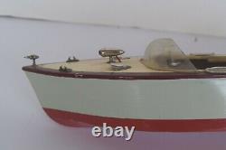 Vintage 1950's Ito Model Kk Seisakusho Wood Model Boat Withmotor Japon