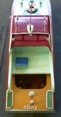 Vintage 1950's Mhm Japan Wood Cabin Cruiser Battery Op Model Boat 14 Nice