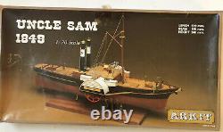 Vintage Arkit Wood Model Tug Ship Paddleboat Uncle Sam 1849 170 Échelle