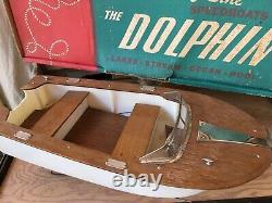 Vintage Fleetline Dolphin Wood Plastic Model Battery Toy Speed Boat #500 Withbox