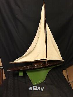 Vintage Jacrim Seaworthy Bateaux Modèle Jouet En Bois Étang Yacht À Voile Bateau Sea Gull 146