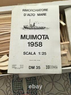 Vintage Rare Muimota 1958 Échelle 125 Wood Model Ship Kit Fabriqué En Italie Nos