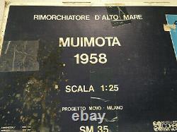 Vintage Rare Muimota 1958 Échelle 125 Wood Model Ship Kit Fabriqué En Italie Nos