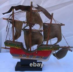 Vintage Wooden Sailing Ship Boat Model Wood (sh1124)