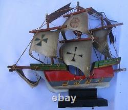 Vintage Wooden Sailing Ship Boat Model Wood (sh1124)