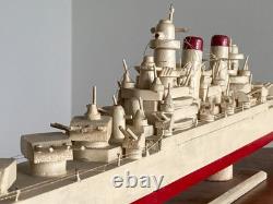 Vintage des années 1950 en bois fait main similaire au croiseur léger USN Brooklyn ou St. Louis
