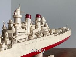 Vintage des années 1950 en bois fait main similaire au croiseur léger USN Brooklyn ou St. Louis