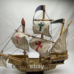 Voilier en bois vintage SANTA MARIA 1492 Modèle de bateau en bois Grand voilier