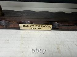 Vtg 32 Fragata Espagnole Année 1780 Modèle de Bateau à Voile de Navire de Guerre Espagnol en Bois