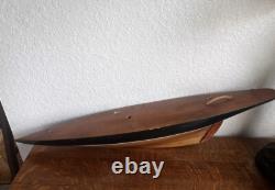 Yacht Voilier en Bois Vintage Modèle de 35 Pouces