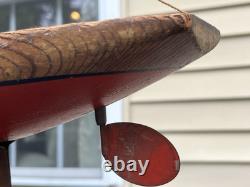 Yacht à Voile en Bois Schoenhut Antique de la Série Planète MARS avec Socle des Années 1930