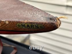 Yacht à Voile en Bois Schoenhut Antique de la Série Planète MARS avec Socle des Années 1930