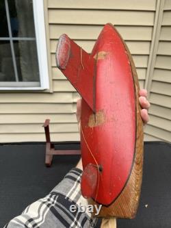 Yacht à Voile en Bois Schoenhut Antique de la Série Planète MARS avec Socle des Années 1930