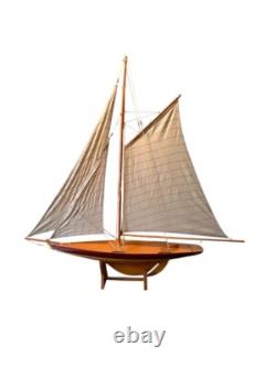 Yacht de Pêche en Bois Vintage 1895 Modèle de Voilier Sloop 36 pouces