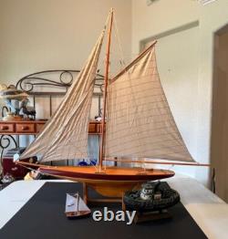 Yacht de Pêche en Bois Vintage 1895 Modèle de Voilier Sloop 36 pouces