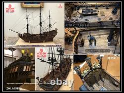 ZHL 1/65 Le modèle de bateau en bois Black Pearl version dorée 2021, kit de 31 pouces, cadeau