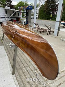 (c) 1980 Old Town Otca Modèle Canoe 17' Fibre De Verre En Bois Bateau D'origine Complet